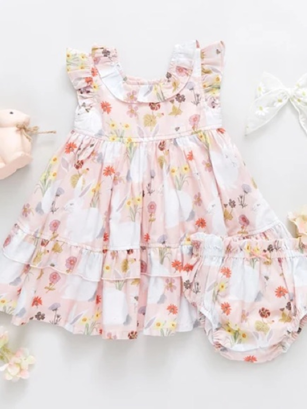 Pink Chicken - Rabbit Garden Baby Girls Judith Dress artist size 18-24 mo